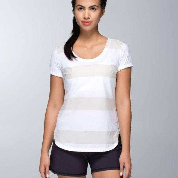 lululemon athletica Tops - Lululemon Lightened Up Short Sleeve Stroll Striped Printed Top